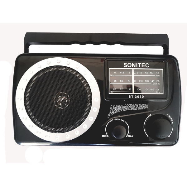 Sonitec ST-3030 - Portable FM/AM/SW 3 Band Radio - Bl­­ack